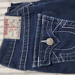 True Religion Blue Jeans with Signature Stitching